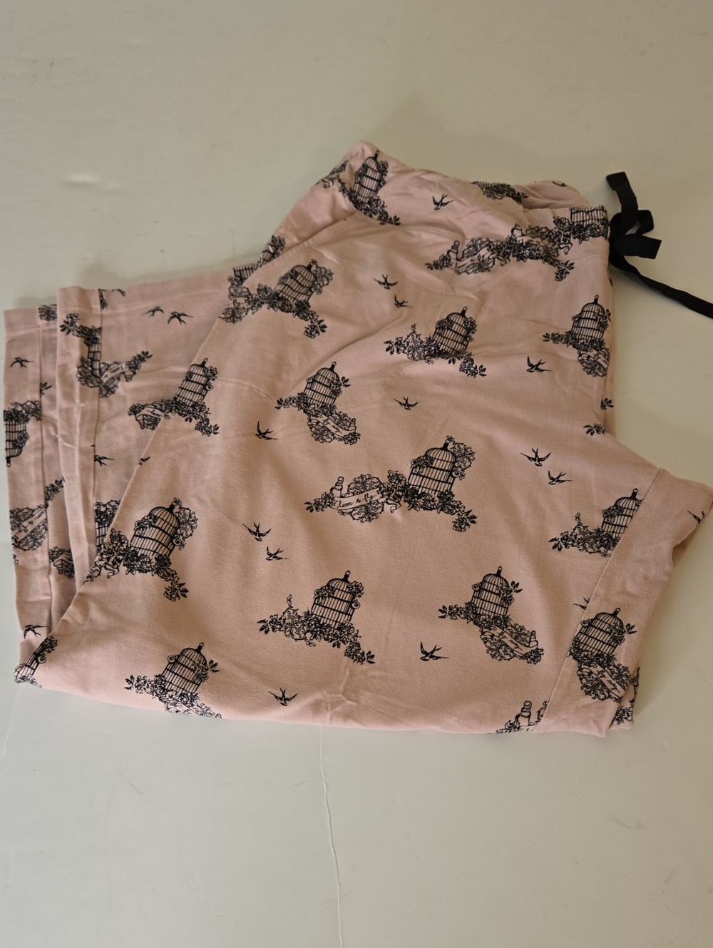 Soma Pink Cotton Pajama Bottoms With Bird Cage Print XXL Short